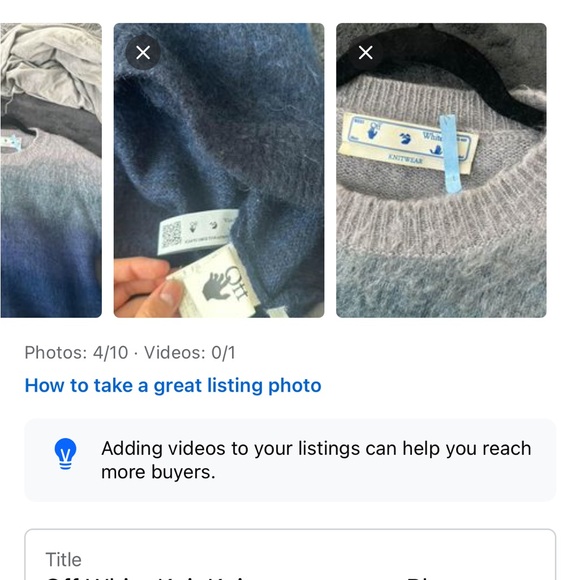 Off White Knit Knitwear sweater Blue Gradient 100% Authentic - Picture 2 of 2